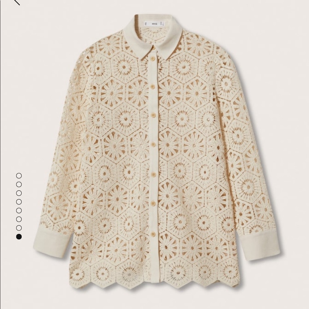 Mango Cream Button Down Crochet Shirt